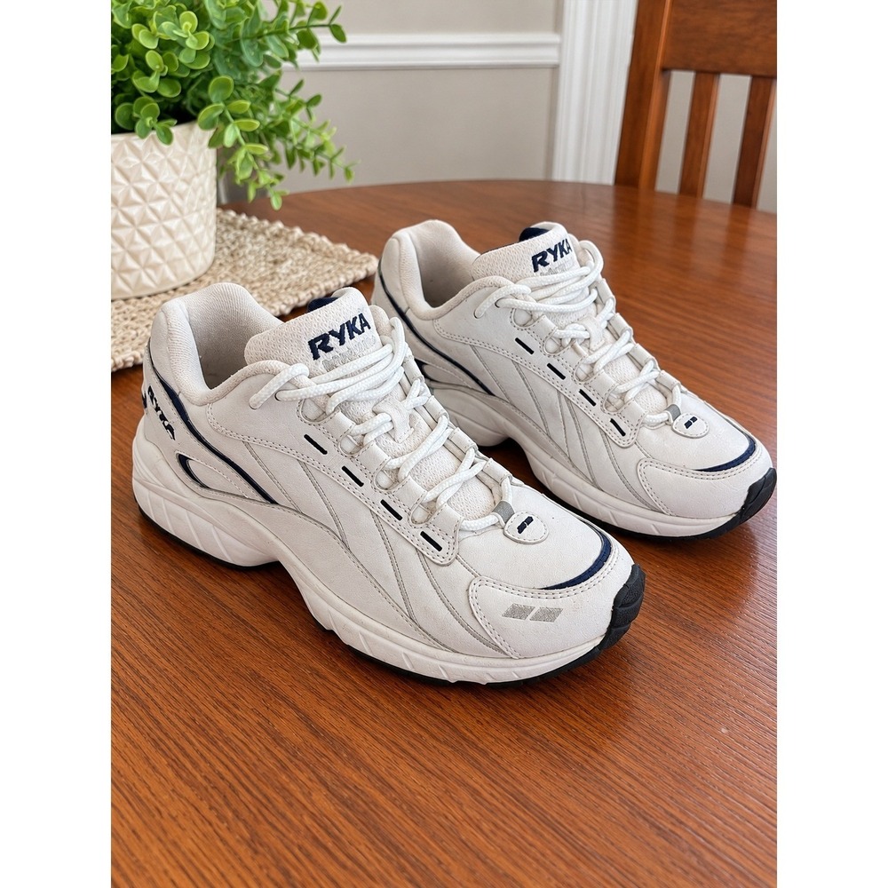 Ryka Sport Walker II Womens 7.5 M White Blue Leather Walking Sneaker Grandmacore